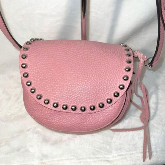 Rebecca Minkoff Studded Crossbody Saddle Bag Guava Pink Women's Handbag - Picture 1 of 11